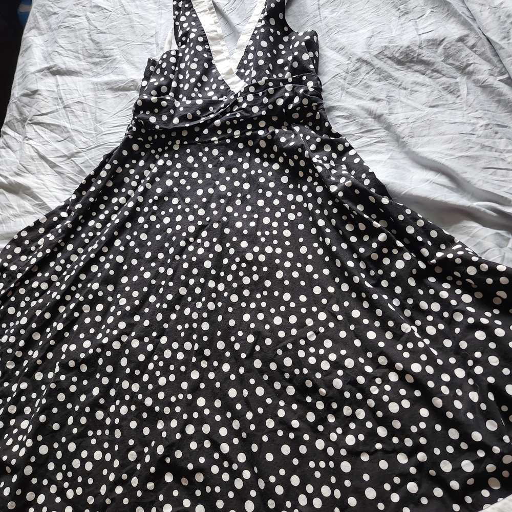 Robbie Bee Black and White Polka Dot One-Shoulder Dress